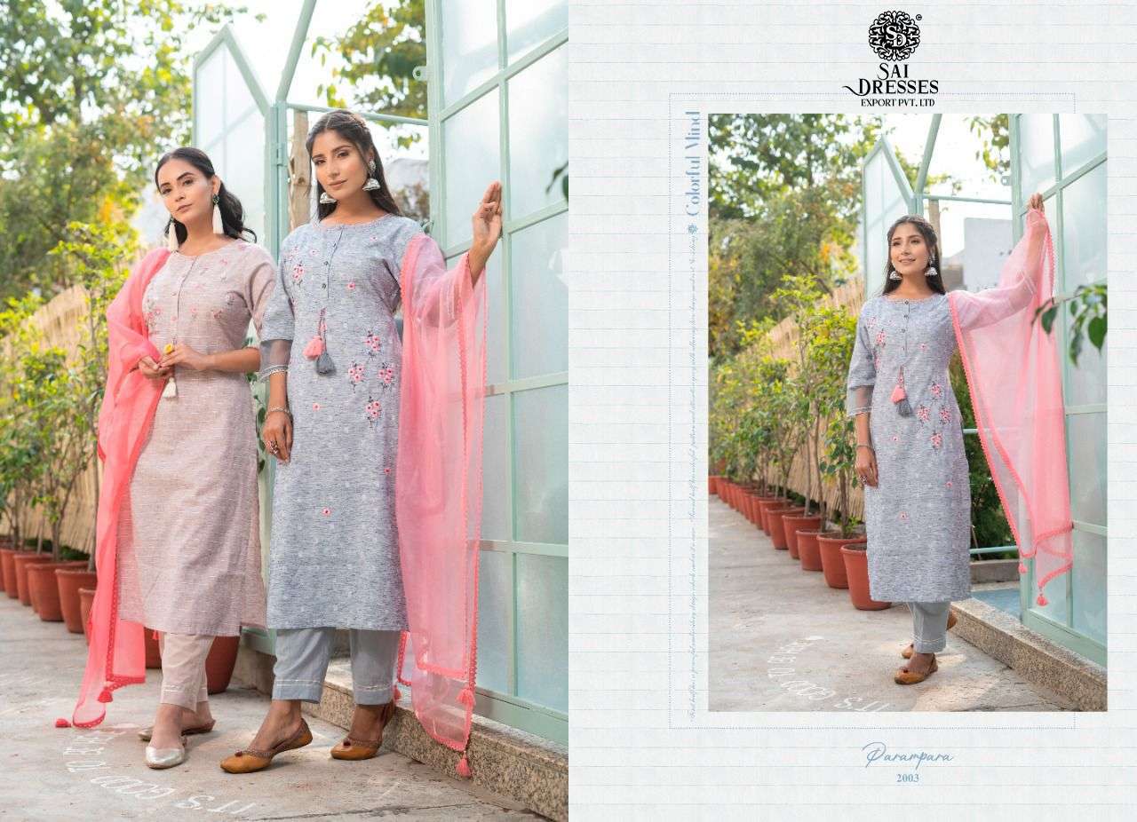SAI DRESSES PRESENT PARAMPARA VOL 3 READY TO SUMMER WEAR PANT STYLE DESIGNER SUITS IN WHOLESALE RATE IN SURAT 