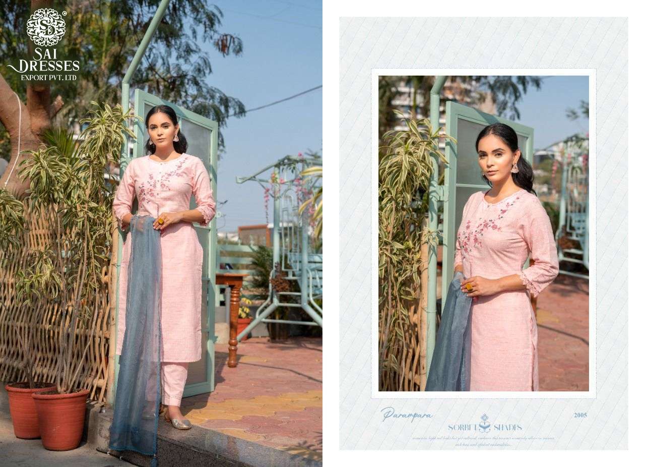SAI DRESSES PRESENT PARAMPARA VOL 3 READY TO SUMMER WEAR PANT STYLE DESIGNER SUITS IN WHOLESALE RATE IN SURAT 