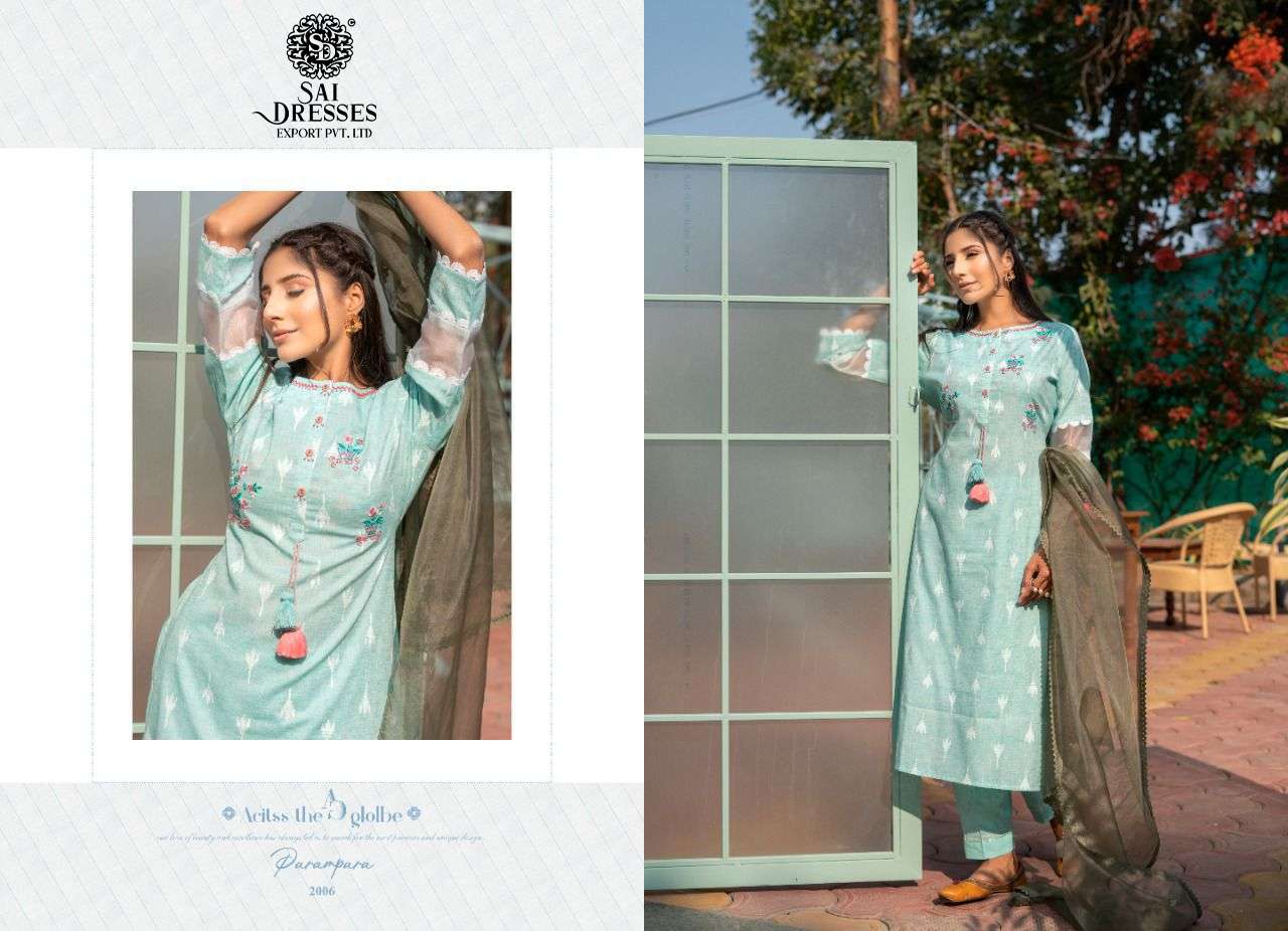 SAI DRESSES PRESENT PARAMPARA VOL 3 READY TO SUMMER WEAR PANT STYLE DESIGNER SUITS IN WHOLESALE RATE IN SURAT 