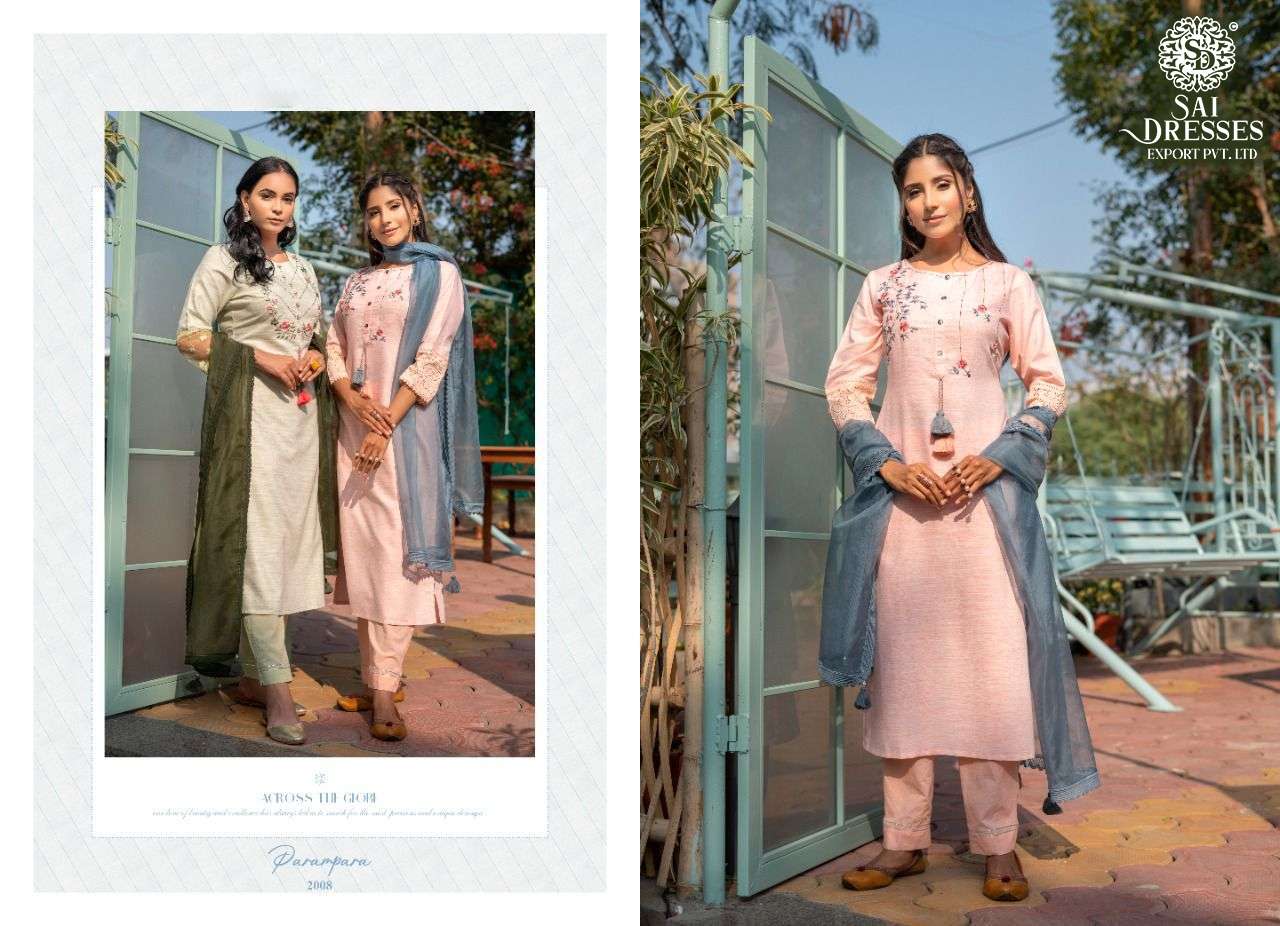 SAI DRESSES PRESENT PARAMPARA VOL 3 READY TO SUMMER WEAR PANT STYLE DESIGNER SUITS IN WHOLESALE RATE IN SURAT 