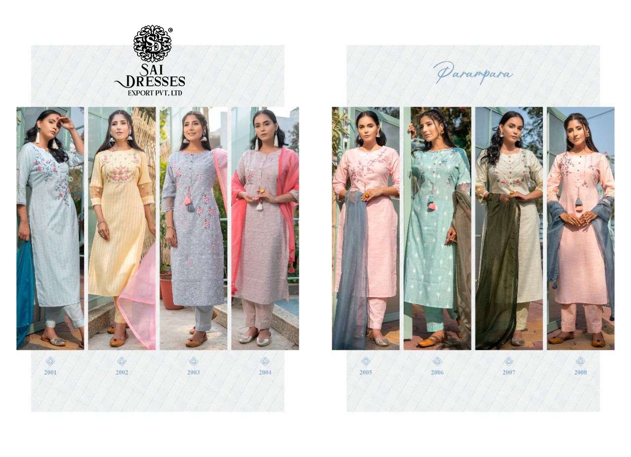 SAI DRESSES PRESENT PARAMPARA VOL 3 READY TO SUMMER WEAR PANT STYLE DESIGNER SUITS IN WHOLESALE RATE IN SURAT 