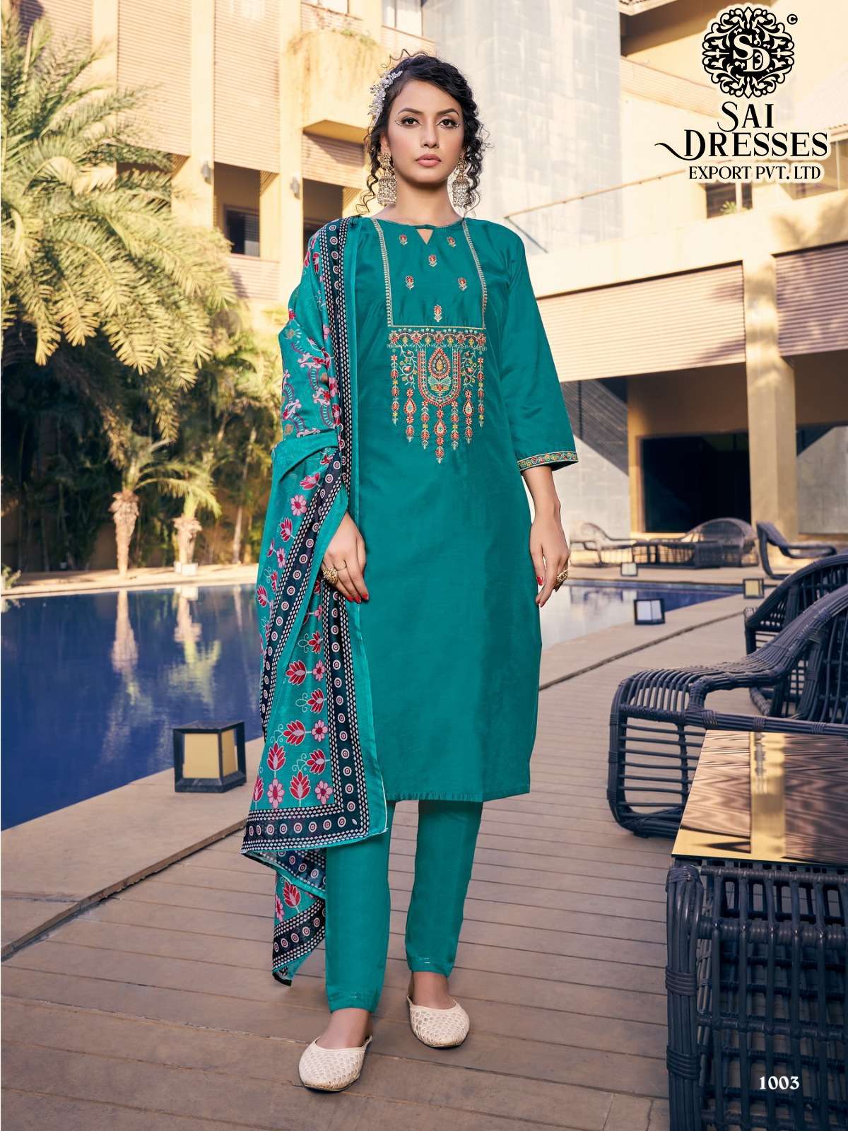 SAI DRESSES PRESENT ROYAL FORD READY TO WEAR PANT STYLE DESIGNER SUITS IN WHOLESALE RATE IN SURAT