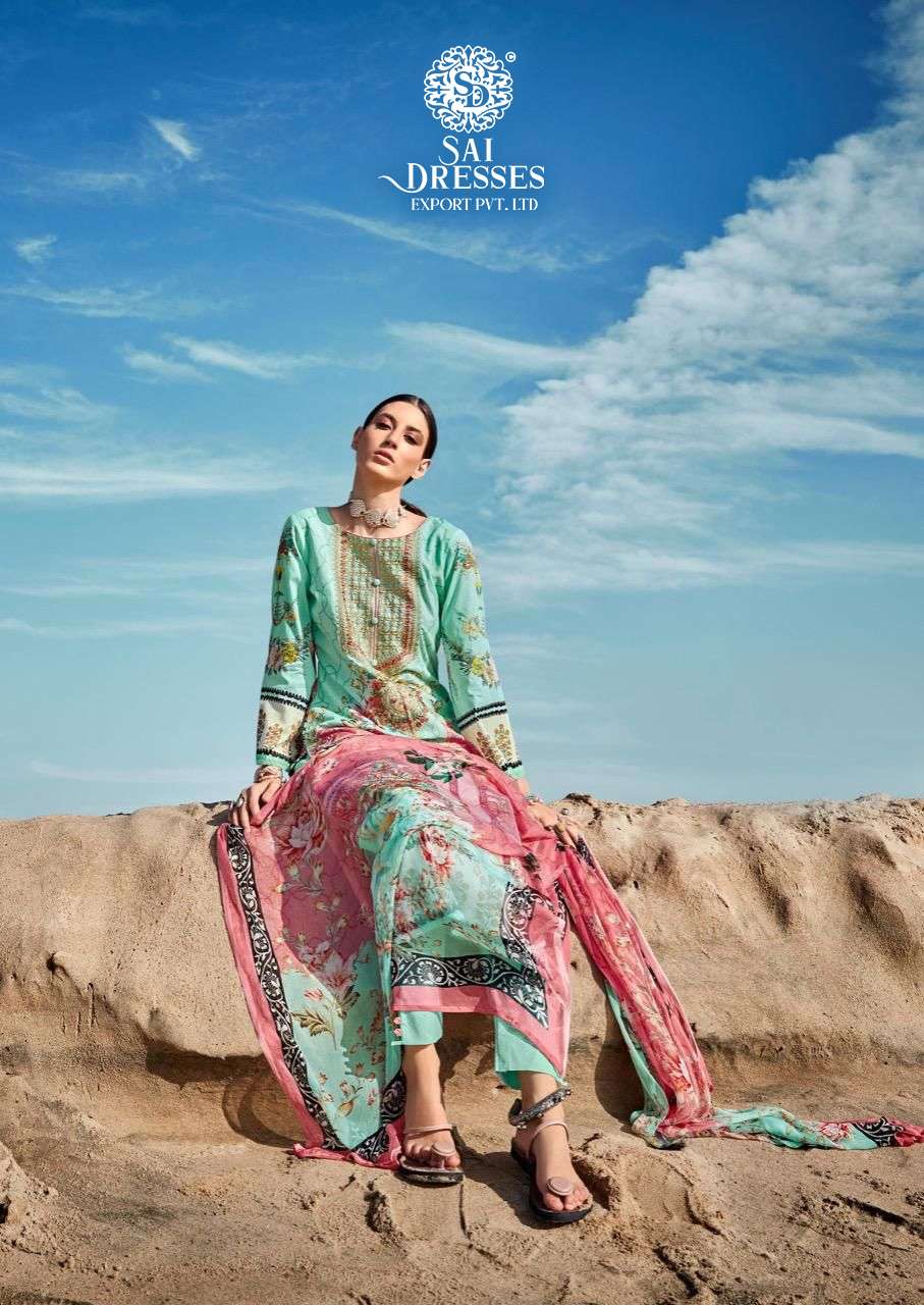 SAI DRESSES PRESENT RUNGREZ PURE COTTON EMBROIDERY PATCHES PAKISTANI STYLE SUMMER COLLECTION IN WHOLESALE RATE IN SURAT