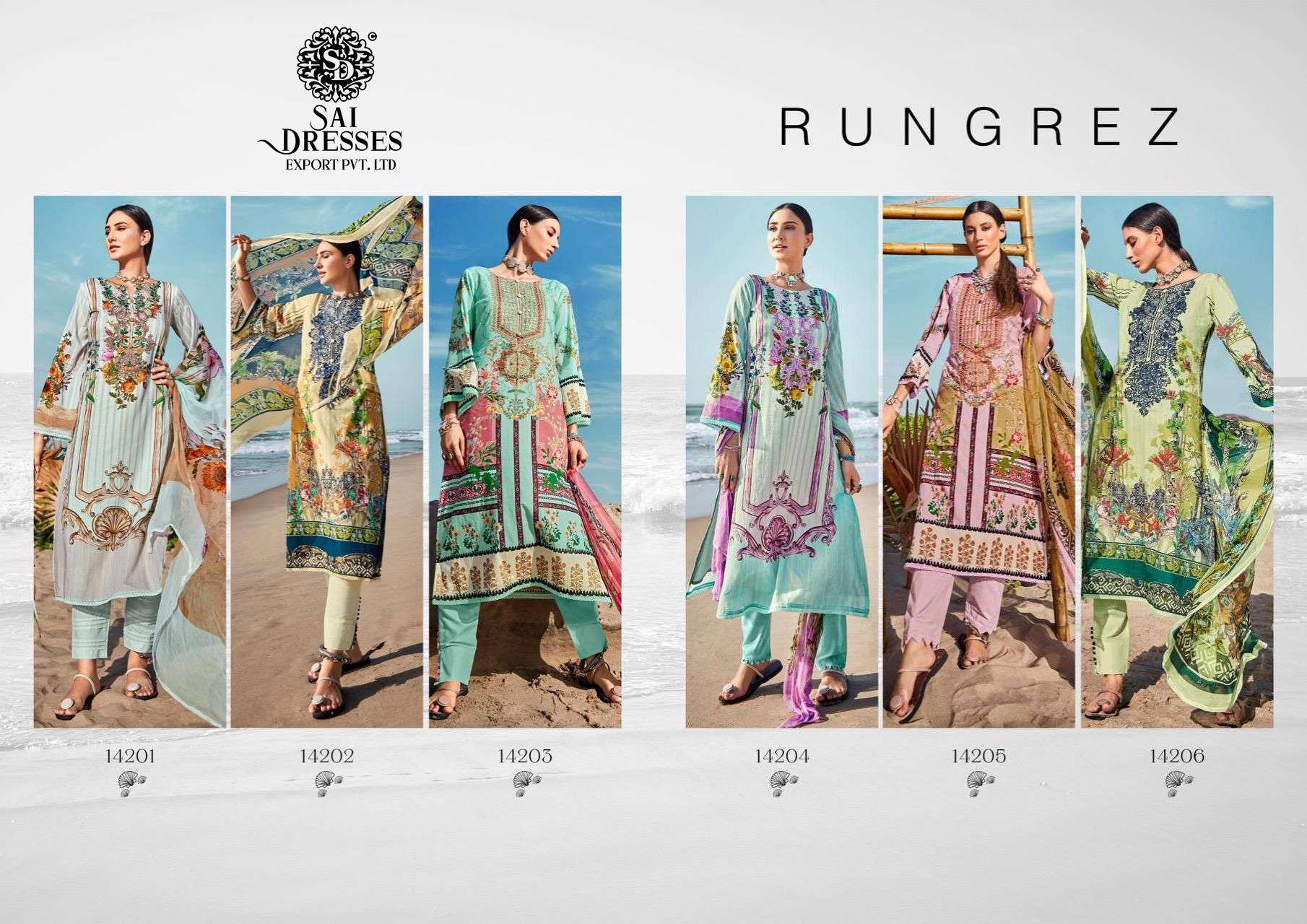 SAI DRESSES PRESENT RUNGREZ PURE COTTON EMBROIDERY PATCHES PAKISTANI STYLE SUMMER COLLECTION IN WHOLESALE RATE IN SURAT