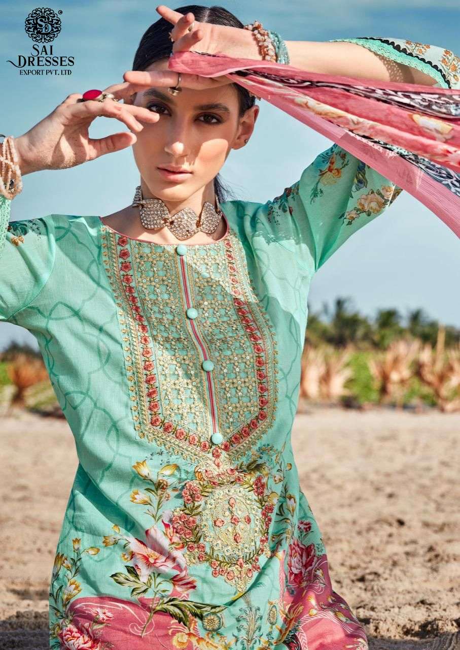 SAI DRESSES PRESENT RUNGREZ PURE COTTON EMBROIDERY PATCHES PAKISTANI STYLE SUMMER COLLECTION IN WHOLESALE RATE IN SURAT