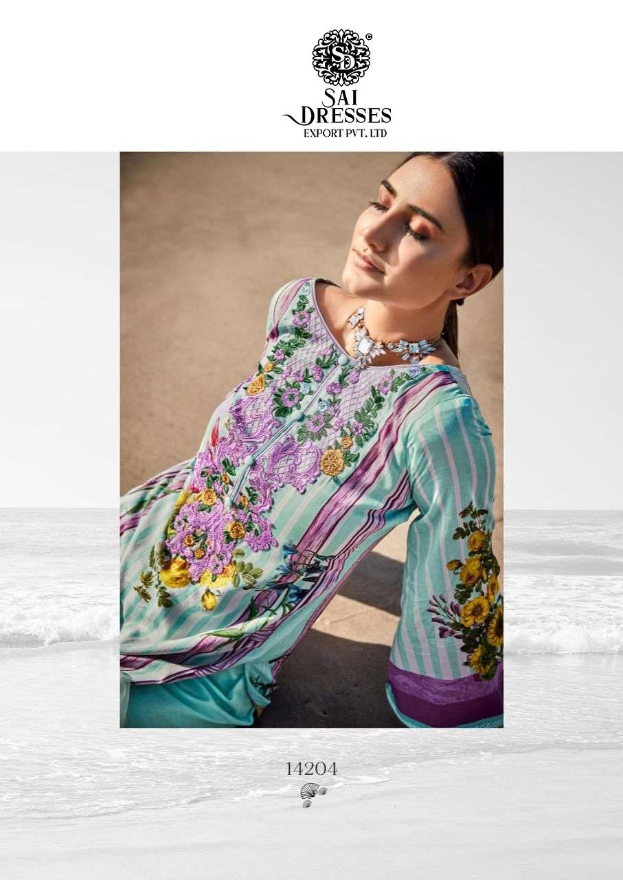 SAI DRESSES PRESENT RUNGREZ PURE COTTON EMBROIDERY PATCHES PAKISTANI STYLE SUMMER COLLECTION IN WHOLESALE RATE IN SURAT