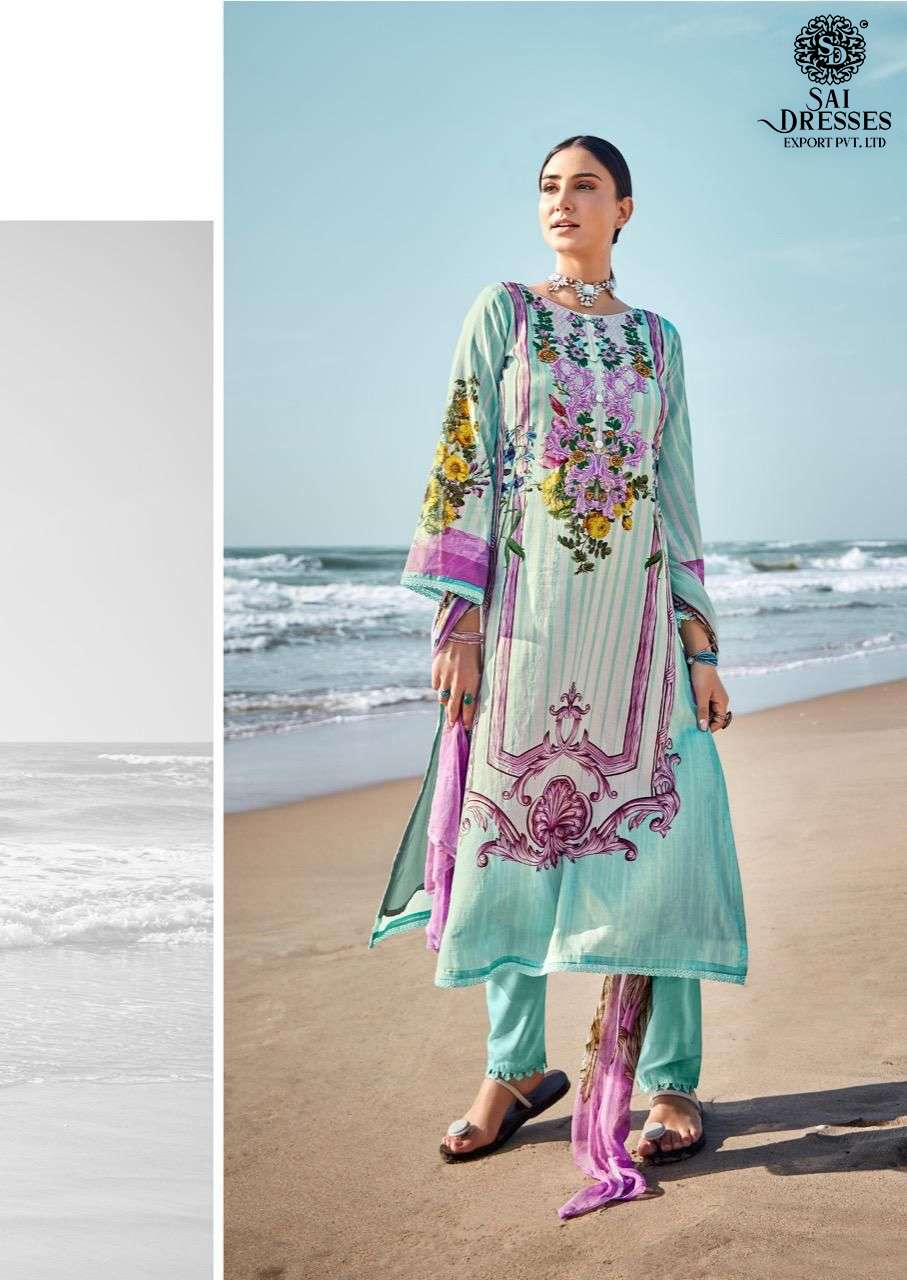 SAI DRESSES PRESENT RUNGREZ PURE COTTON EMBROIDERY PATCHES PAKISTANI STYLE SUMMER COLLECTION IN WHOLESALE RATE IN SURAT