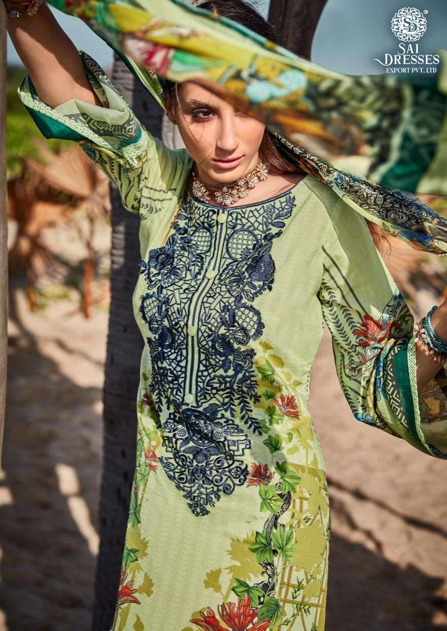 SAI DRESSES PRESENT RUNGREZ PURE COTTON EMBROIDERY PATCHES PAKISTANI STYLE SUMMER COLLECTION IN WHOLESALE RATE IN SURAT