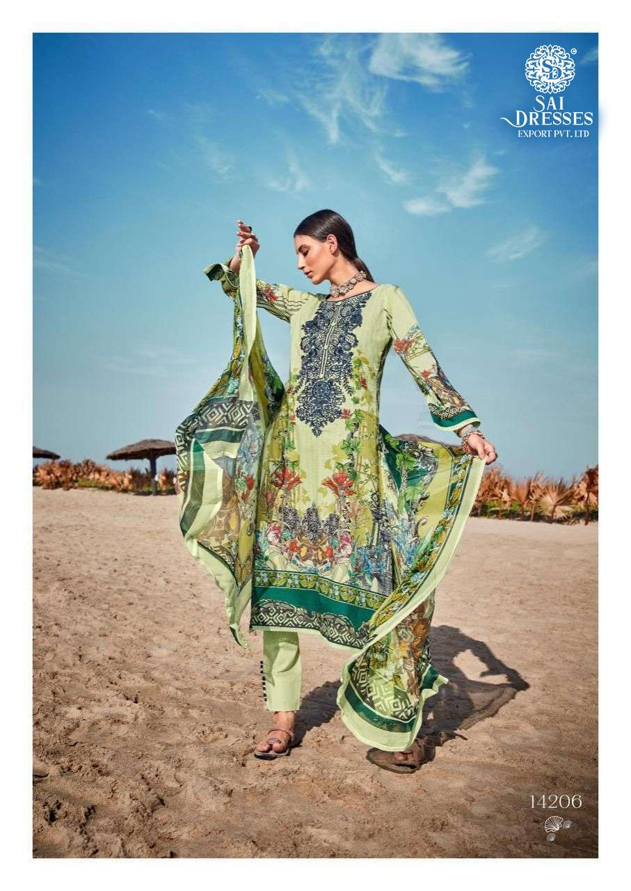 SAI DRESSES PRESENT RUNGREZ PURE COTTON EMBROIDERY PATCHES PAKISTANI STYLE SUMMER COLLECTION IN WHOLESALE RATE IN SURAT