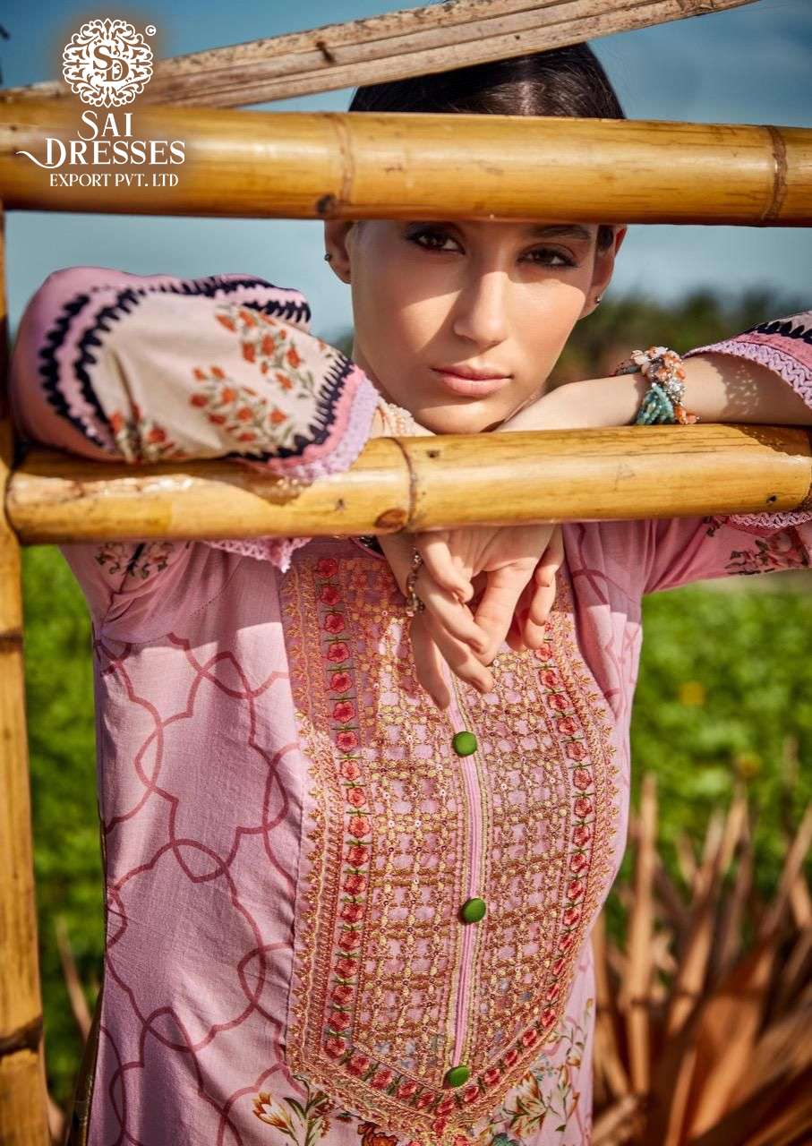 SAI DRESSES PRESENT RUNGREZ PURE COTTON EMBROIDERY PATCHES PAKISTANI STYLE SUMMER COLLECTION IN WHOLESALE RATE IN SURAT