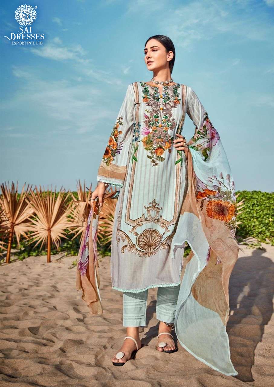 SAI DRESSES PRESENT RUNGREZ PURE COTTON EMBROIDERY PATCHES PAKISTANI STYLE SUMMER COLLECTION IN WHOLESALE RATE IN SURAT