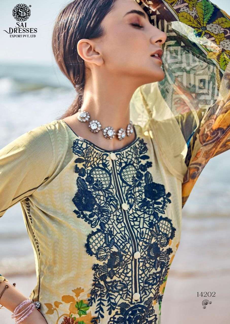 SAI DRESSES PRESENT RUNGREZ PURE COTTON EMBROIDERY PATCHES PAKISTANI STYLE SUMMER COLLECTION IN WHOLESALE RATE IN SURAT