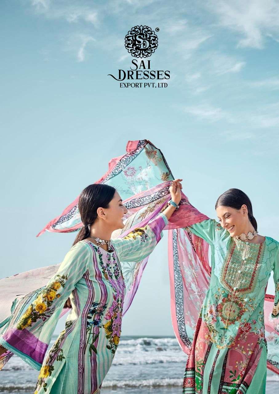 SAI DRESSES PRESENT RUNGREZ PURE COTTON EMBROIDERY PATCHES PAKISTANI STYLE SUMMER COLLECTION IN WHOLESALE RATE IN SURAT