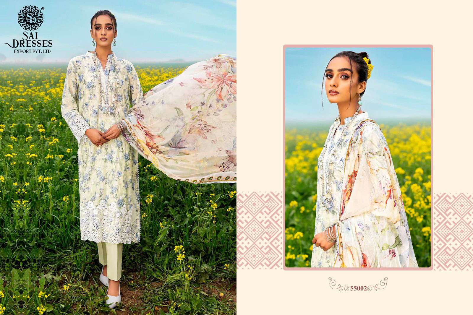 SAI DRESSES PRESENT ADAN LIBAS SARSOON DIGITAL PRINTED PAKISTANI DESIGNER SUMMER COLLECTION IN WHOLESALE RATE IN SURAT