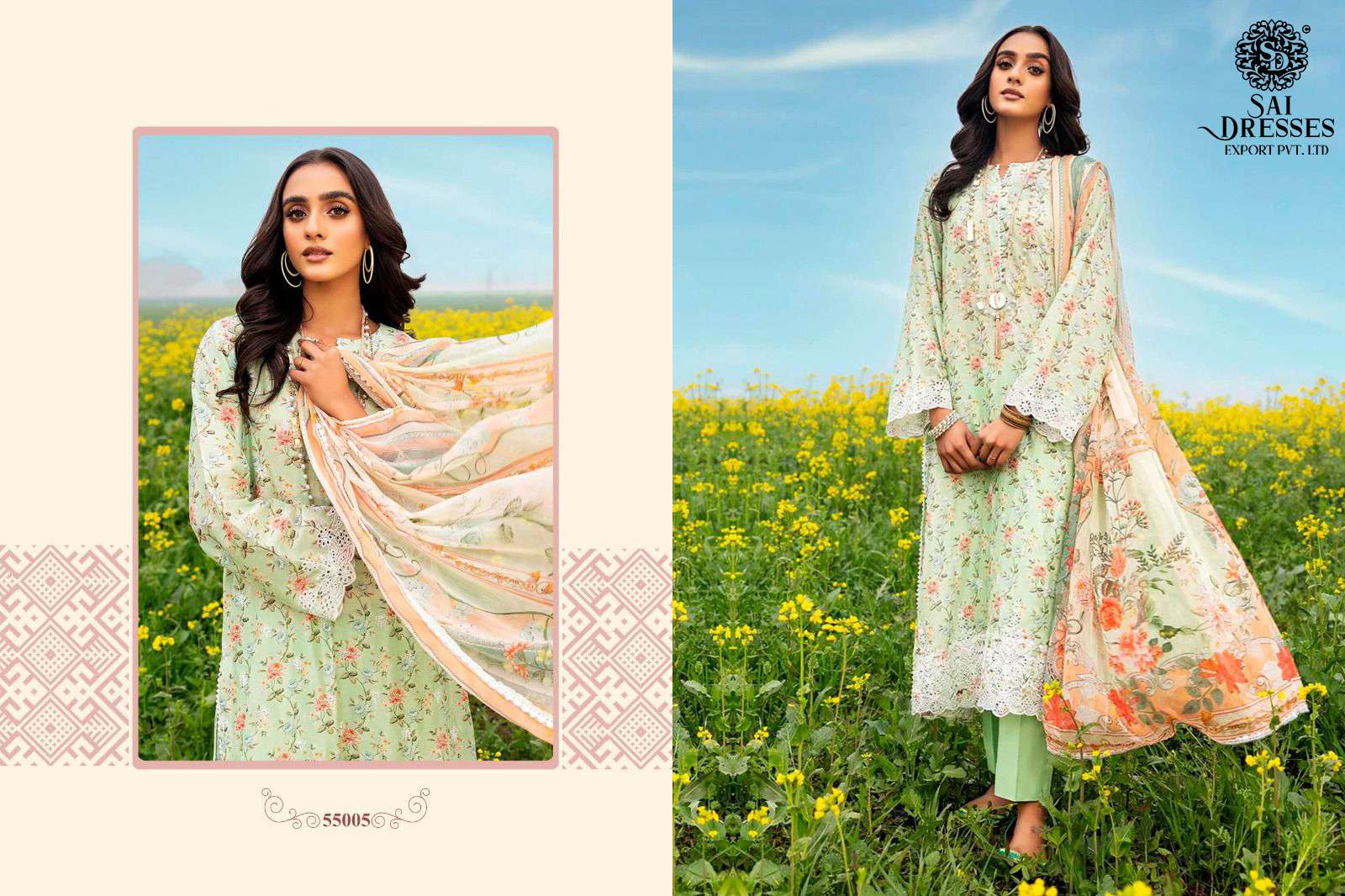 SAI DRESSES PRESENT ADAN LIBAS SARSOON DIGITAL PRINTED PAKISTANI DESIGNER SUMMER COLLECTION IN WHOLESALE RATE IN SURAT