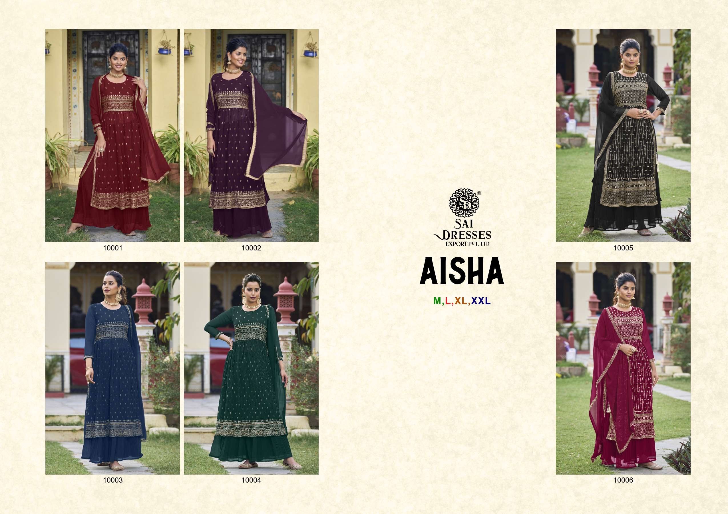 SAI DRESSES PRESENT AISHA READY TO WEAR NAYRA STYLE DESIGNER SUITS IN WHOLESALE RATE IN SURAT