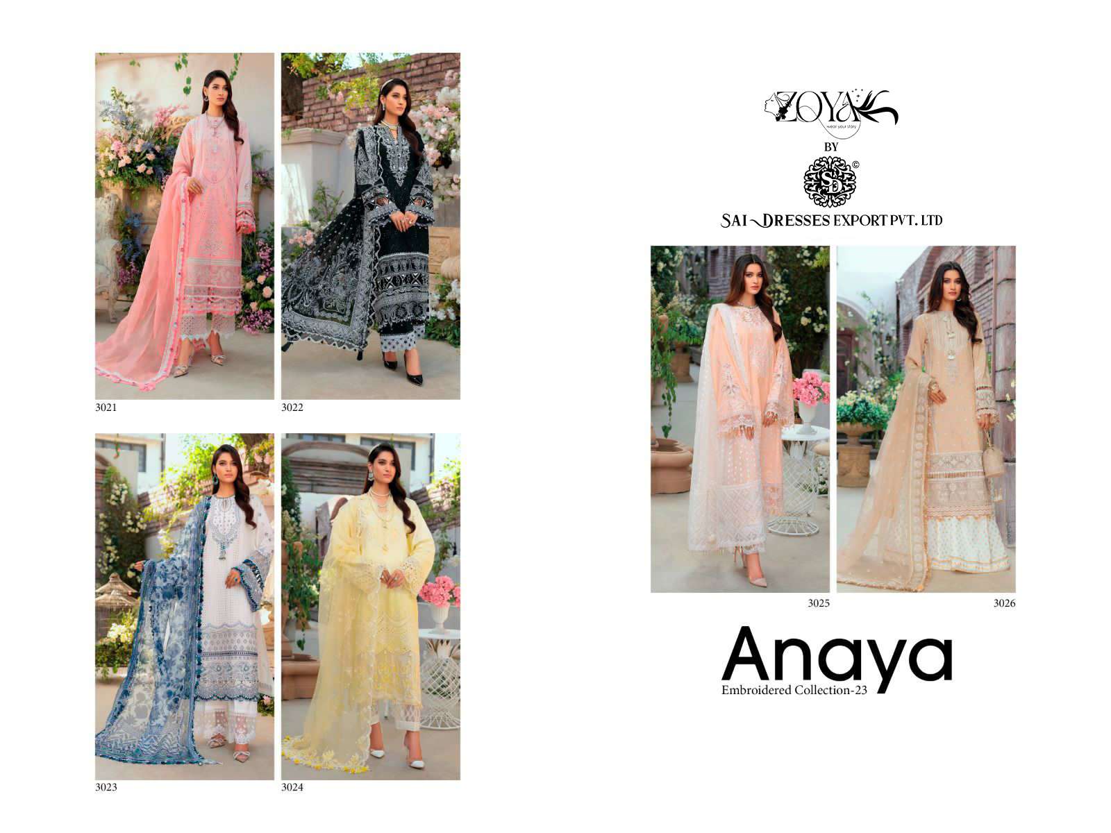 SAI DRESSES PRESENT ANAYA EMBROIDERED COLLECTION 23 SUMMER WEAR FANCY PAKISTANI DESIGNER SUITS IN WHOLESALE RATE IN SURAT