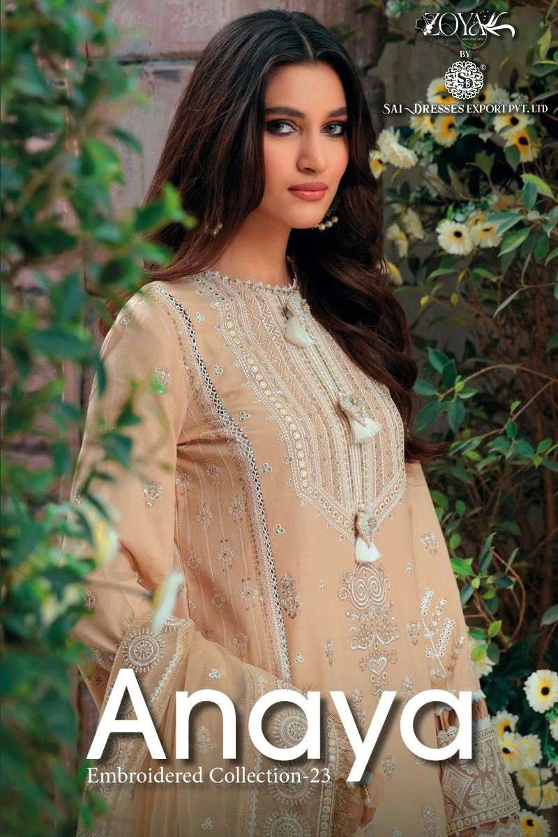 SAI DRESSES PRESENT ANAYA EMBROIDERED COLLECTION 23 SUMMER WEAR FANCY PAKISTANI DESIGNER SUITS IN WHOLESALE RATE IN SURAT