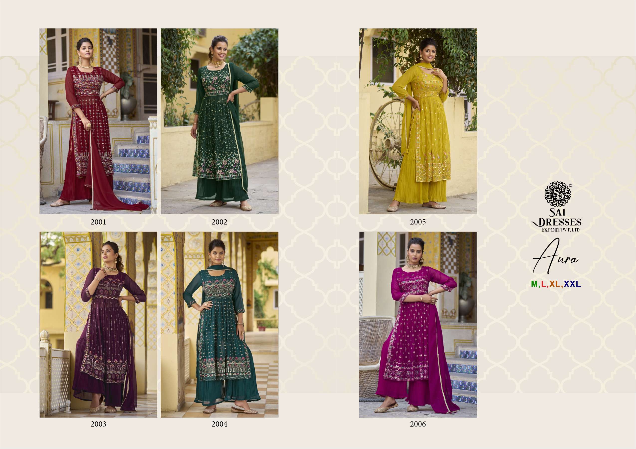 SAI DRESSES PRESENT AURA READY TO PARTY WEAR NAYRA CUT STYLE DESIGNER COLLECTION IN WHOLESALE RATE IN SURAT