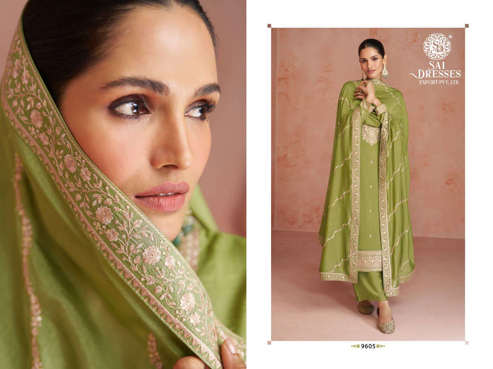 SAI DRESSES PRESENT COCO FESTIVE WEAR SILK WITH DESIGNER WORK SUITS COLLECTION IN WHOLESALE RATE IN SURAT
