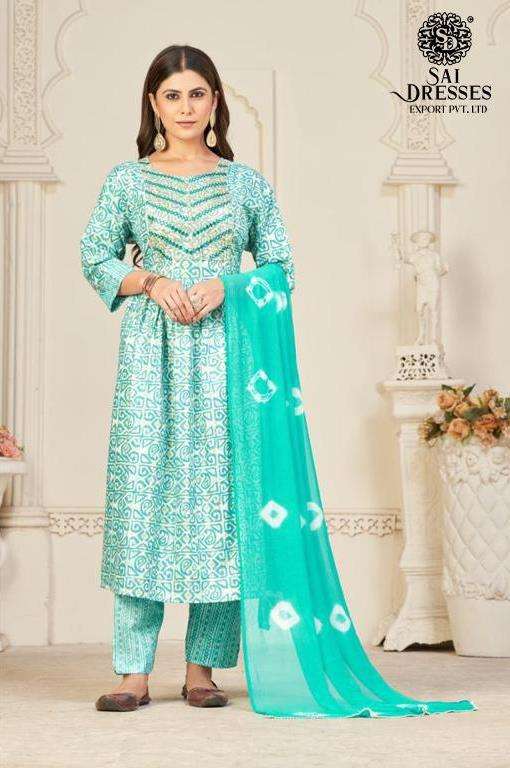SAI DRESSES PRESENT D.NO 317 READY TO WEAR NAIRA CUT 3 PIECE COMBO COLLECTION IN WHOLESALE RATE IN SURAT