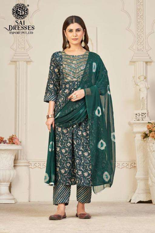 SAI DRESSES PRESENT D.NO 318 READY TO WEAR NAIRA CUT 3 PIECE COMBO COLLECTION IN WHOLESALE RATE IN SURAT