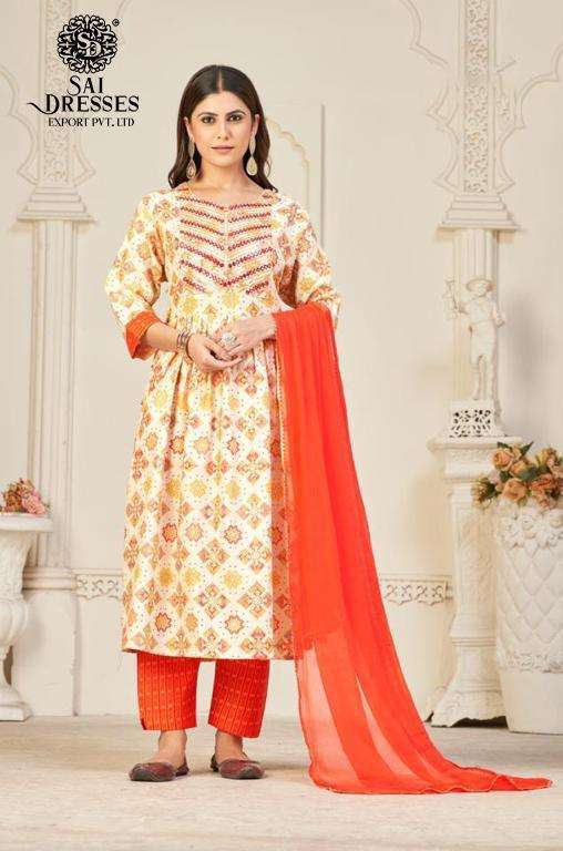 SAI DRESSES PRESENT D.NO 319 READY TO WEAR NAIRA CUT 3 PIECE COMBO COLLECTION IN WHOLESALE RATE IN SURAT