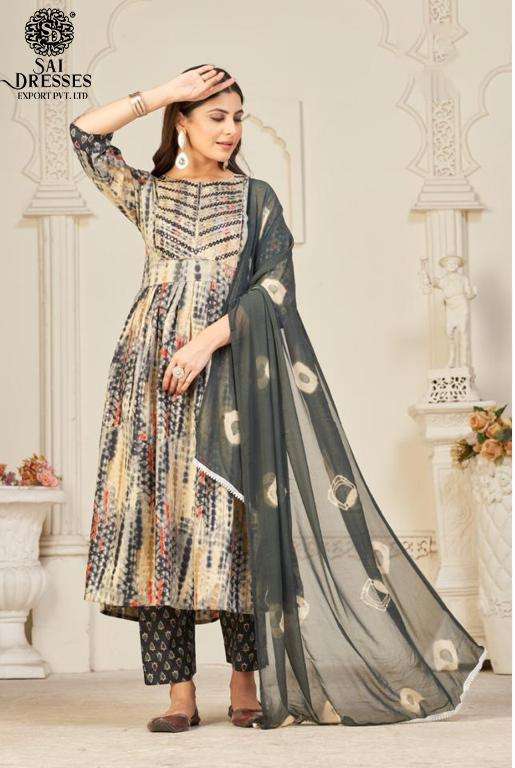 SAI DRESSES PRESENT D.NO 320 READY TO WEAR NAIRA CUT 3 PIECE COMBO COLLECTION IN WHOLESALE RATE IN SURAT