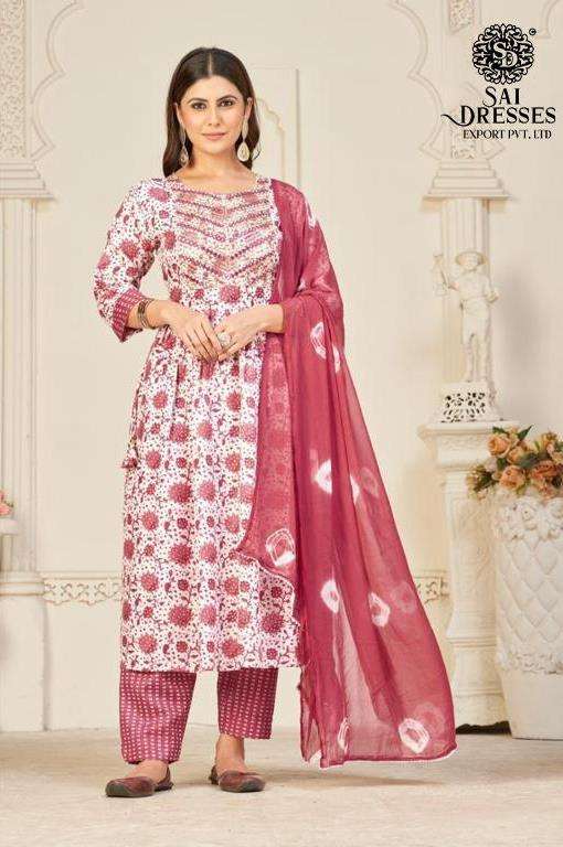 SAI DRESSES PRESENT D.NO 321 READY TO WEAR NAIRA CUT 3 PIECE COMBO COLLECTION IN WHOLESALE RATE IN SURAT