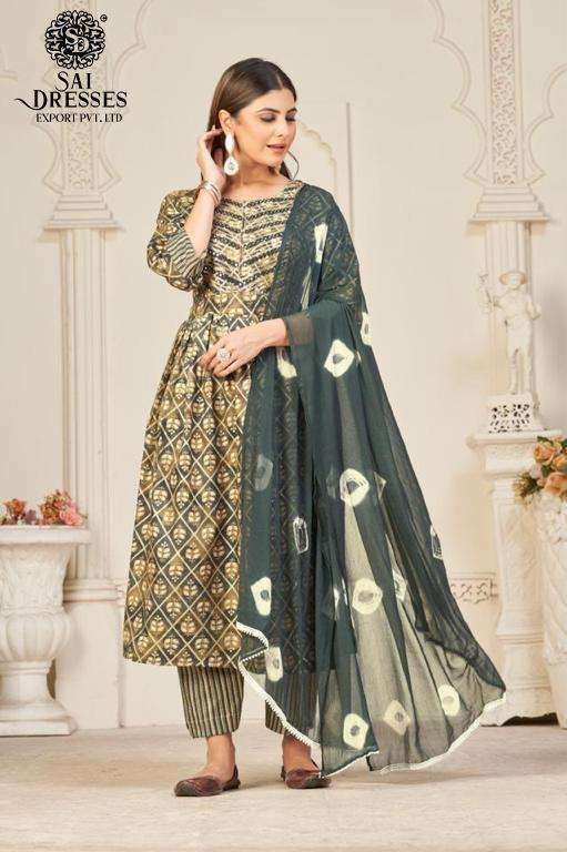 SAI DRESSES PRESENT D.NO 323 READY TO WEAR NAIRA CUT 3 PIECE COMBO COLLECTION IN WHOLESALE RATE IN SURAT