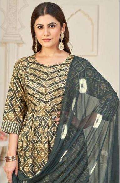 SAI DRESSES PRESENT D.NO 323 READY TO WEAR NAIRA CUT 3 PIECE COMBO COLLECTION IN WHOLESALE RATE IN SURAT