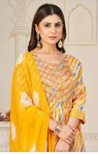 SAI DRESSES PRESENT D.NO 327 READY TO WEAR NAIRA CUT 3 PIECE COMBO COLLECTION IN WHOLESALE RATE IN SURAT