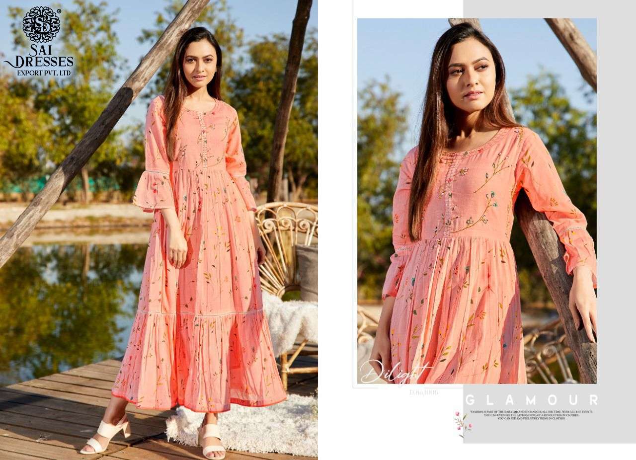 SAI DRESSES PRESENT DELIGHT VOL 1 SUMMER WEAR LONG GOWN STYLE DESIGNER KURTI COLLECTION IN WHOLESALE RATE IN SURAT