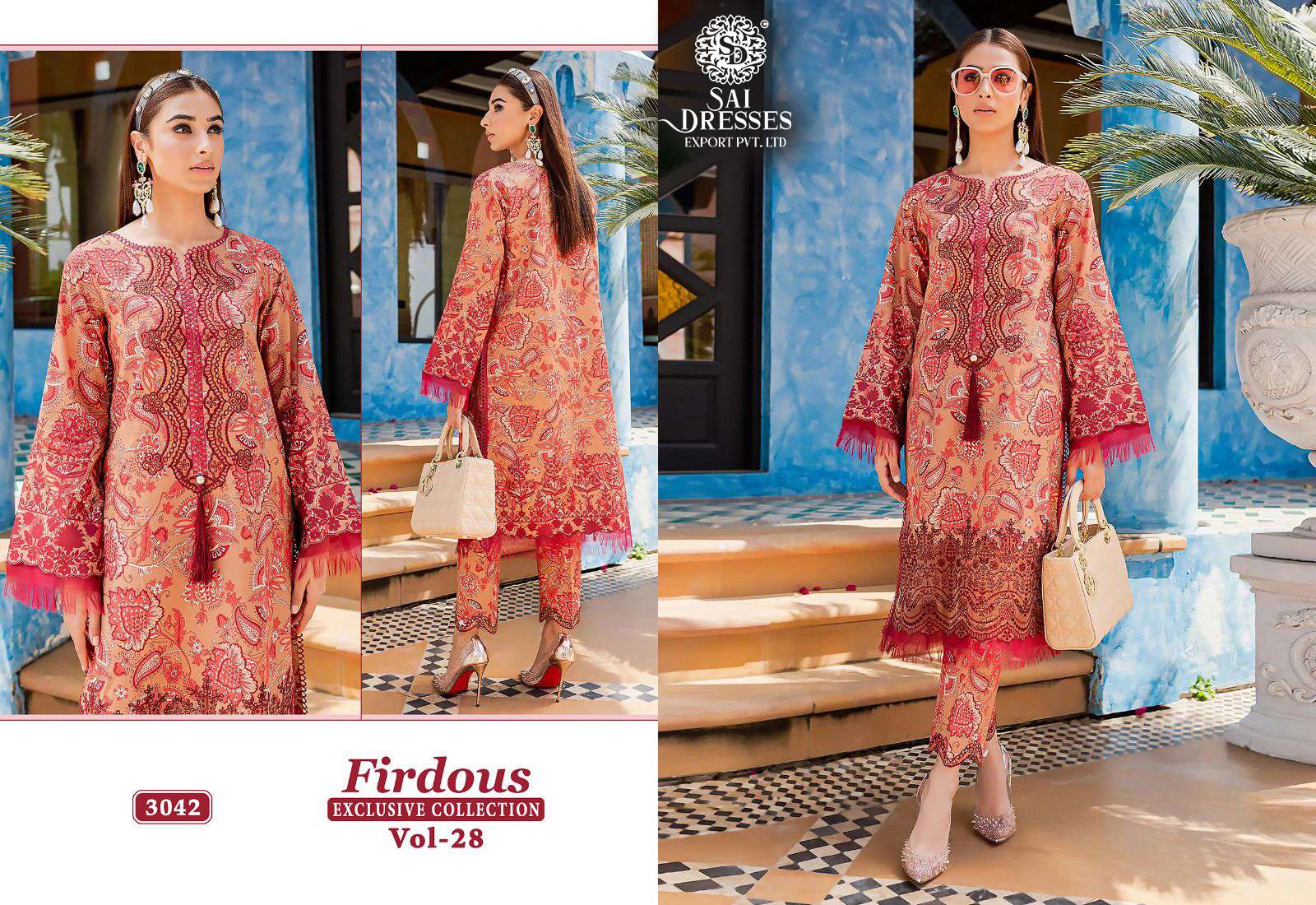 SAI DRESSES PRESENT FIRDOUS EXCLUSIVE COLLECTION VOL 28 SUMMER WEAR PURE COTTON PAKISTANI SALWAR SUITS IN WHOLESALE RATE IN SURAT