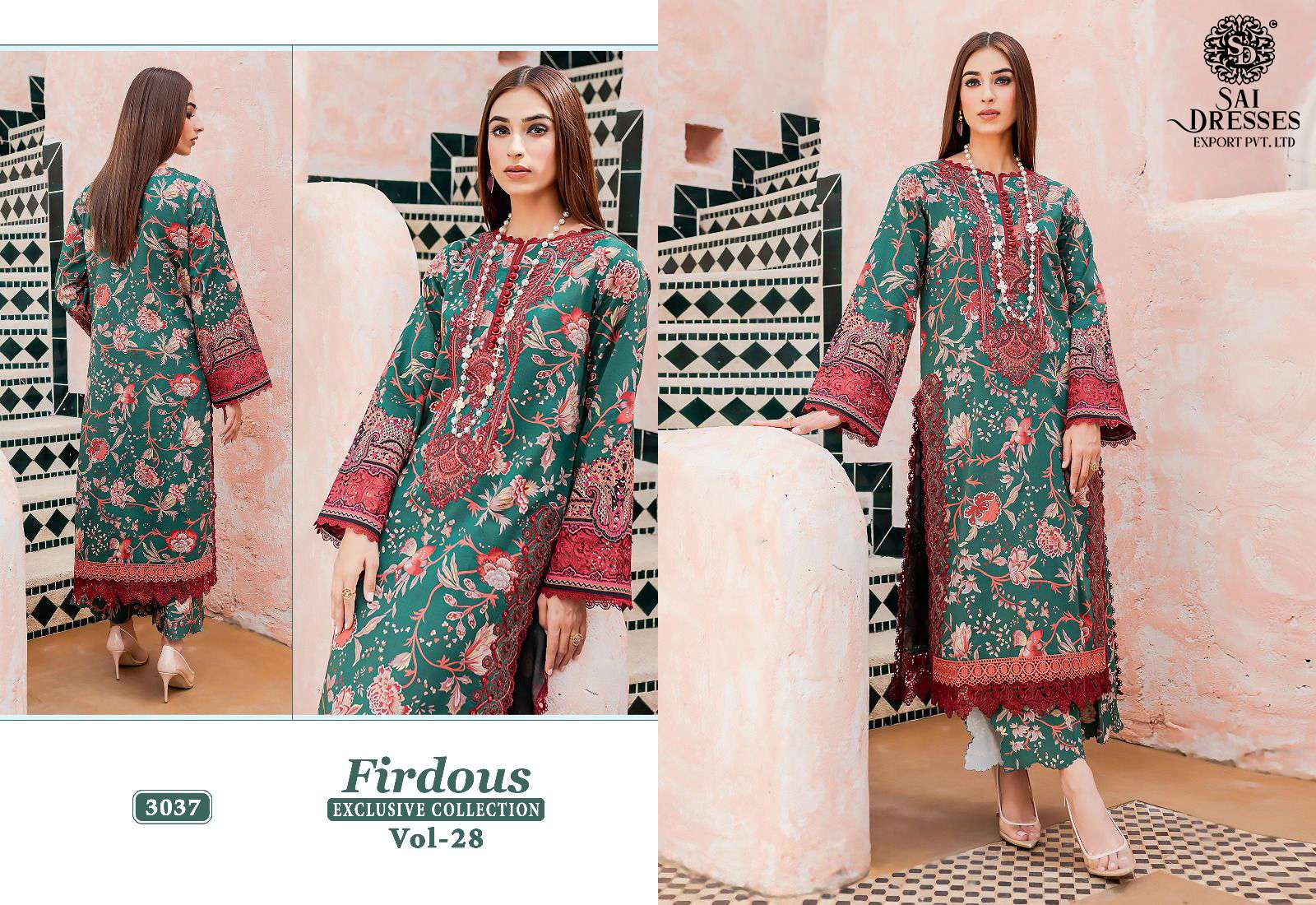SAI DRESSES PRESENT FIRDOUS EXCLUSIVE COLLECTION VOL 28 SUMMER WEAR PURE COTTON PAKISTANI SALWAR SUITS IN WHOLESALE RATE IN SURAT