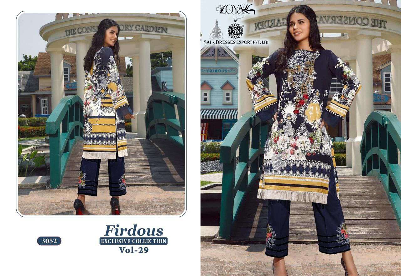 SAI DRESSES PRESENT FIRDOUS EXCLUSIVE COLLECTION VOL 29 SUMMER WEAR PURE COTTON PAKISTANI SALWAR SUITS IN WHOLESALE RATE IN SURAT