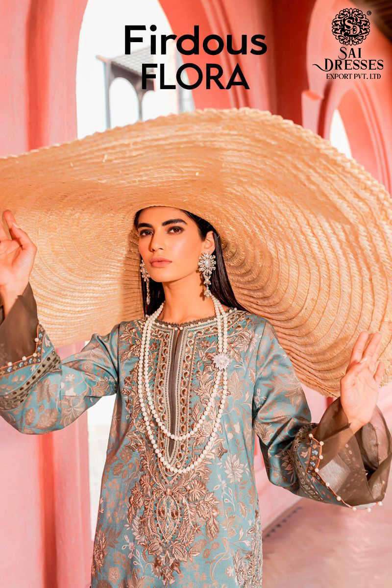 SAI DRESSES PRESENT FIRDOUS FLORA SUMMER WEAR PURE COTTON PAKISTANI DESIGNER COLLECTION IN WHOLESALE RATE IN SURAT