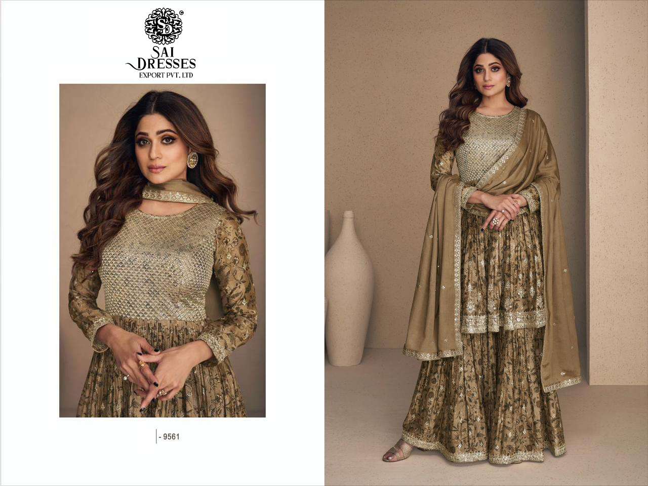 SAI DRESSES PRESENT FLOWER READYMADE SHARARA STYLE DESIGNER SUITS IN WHOLESALE RATE IN SURAT