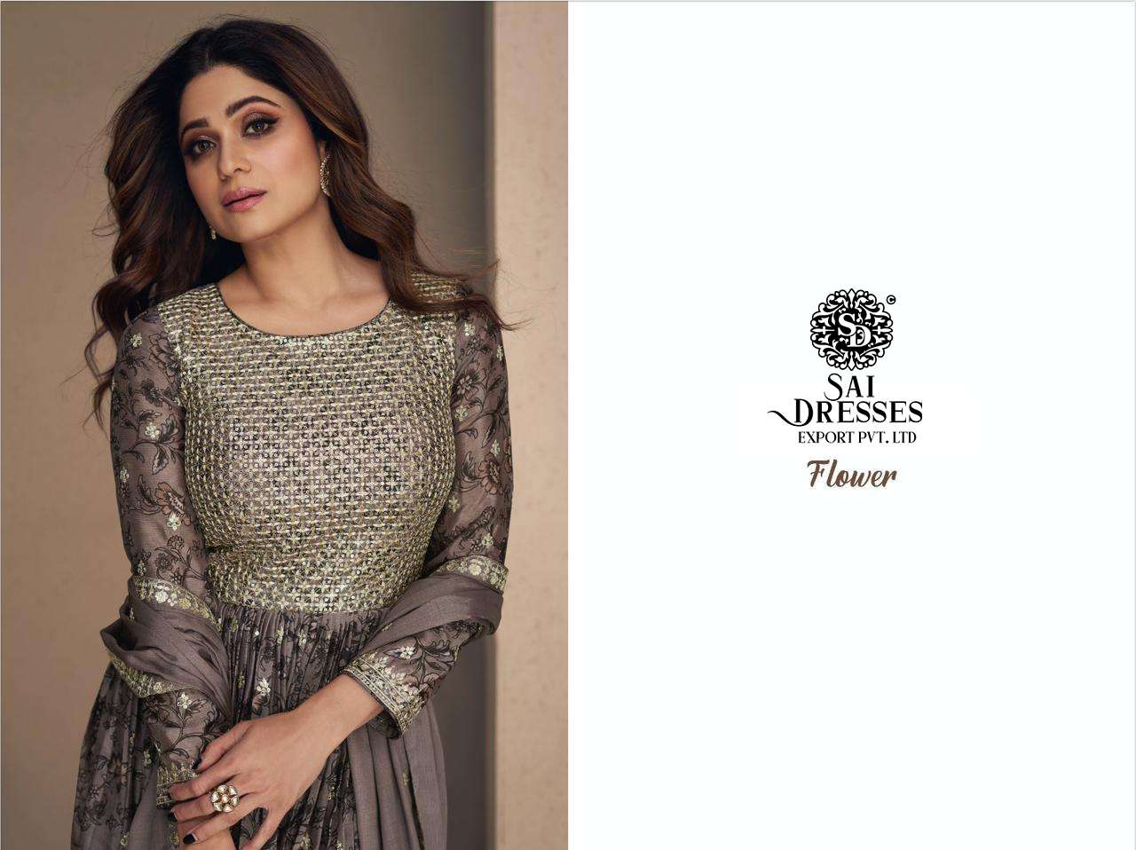 SAI DRESSES PRESENT FLOWER READYMADE SHARARA STYLE DESIGNER SUITS IN WHOLESALE RATE IN SURAT