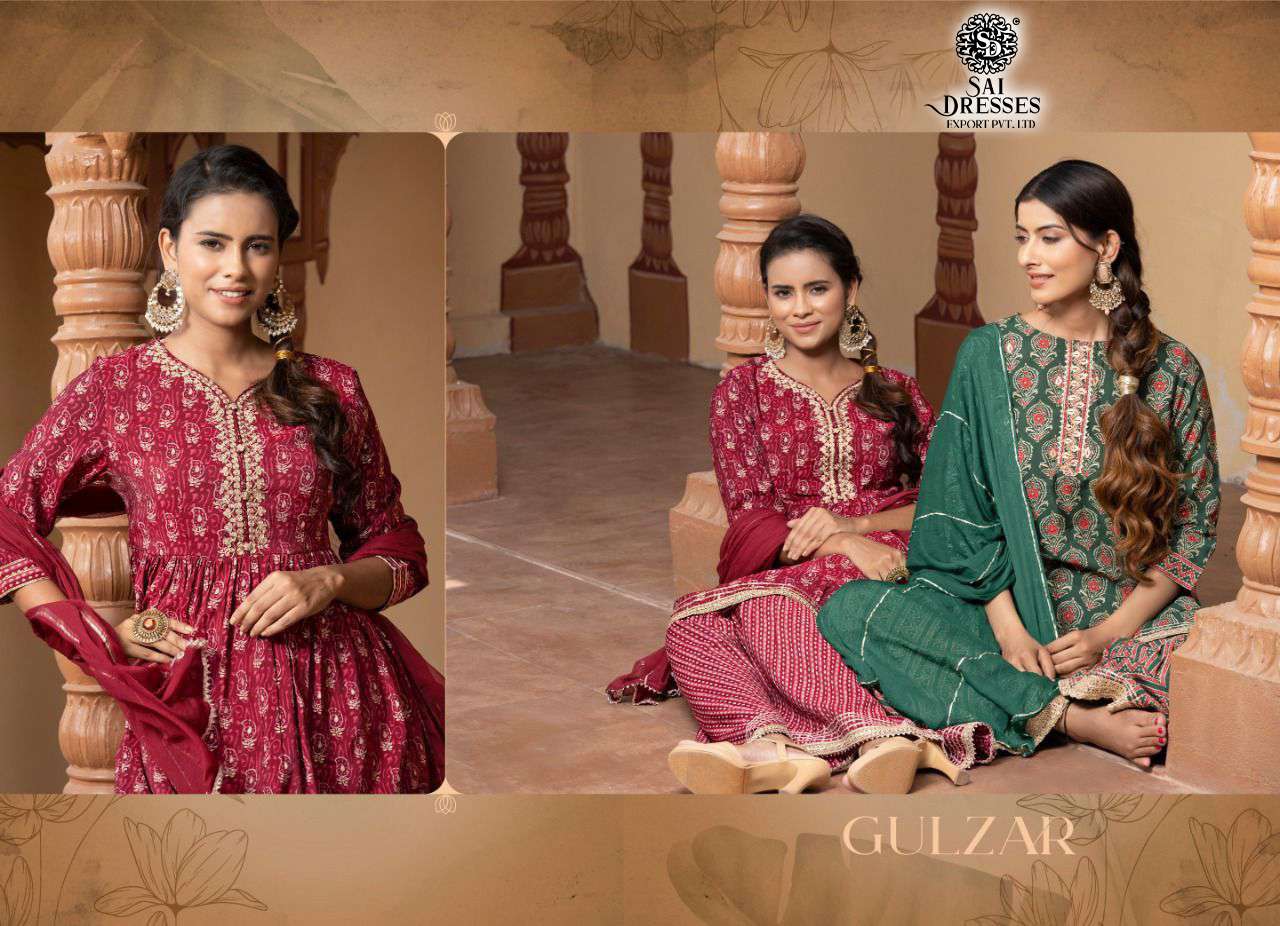 SAI DRESSES PRESENT GULZAR READY TO WEAR SHARARA STYLE DESIGNER SUITS IN WHOLESALE RATE IN SURAT