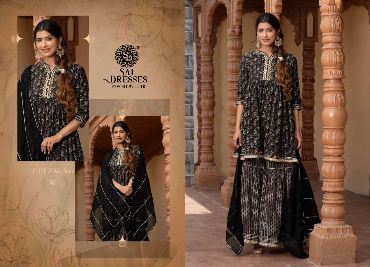 SAI DRESSES PRESENT GULZAR READY TO WEAR SHARARA STYLE DESIGNER SUITS IN WHOLESALE RATE IN SURAT