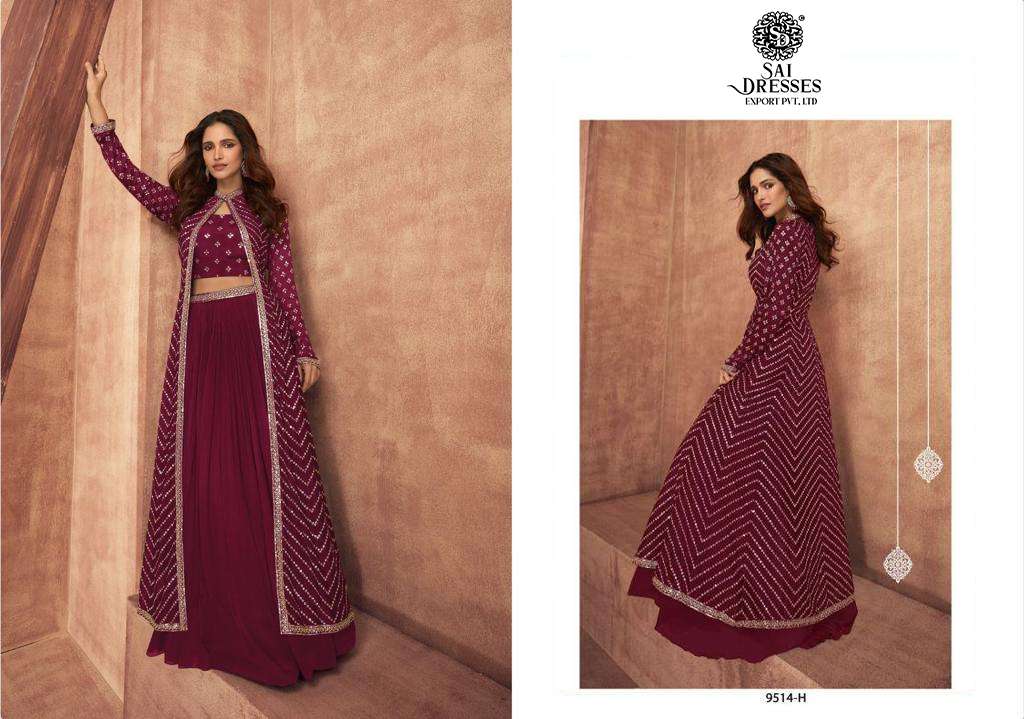 SAI DRESSES PRESENT IMPRESSION FUSION CHINON SILK EMBROIDERED READYMADE DESIGNER SUITS IN WHOLESALE RATE IN SURAT 
