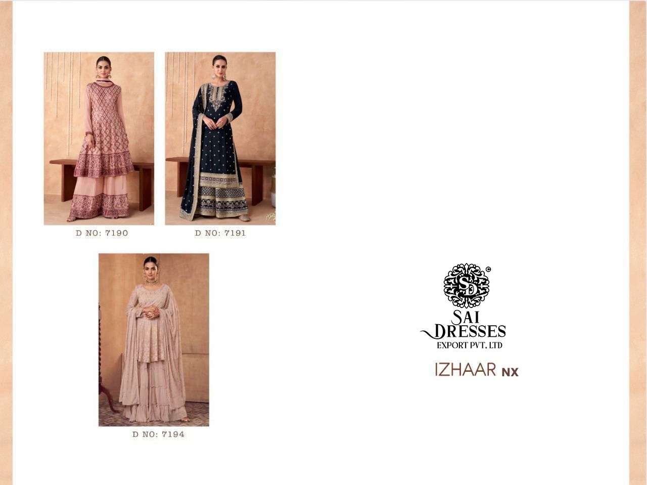 SAI DRESSES PRESENT IZHAAR NX READYMADE PLAZZO STYLE DESIGNER SUITS IN WHOLESALE RATE IN SURAT