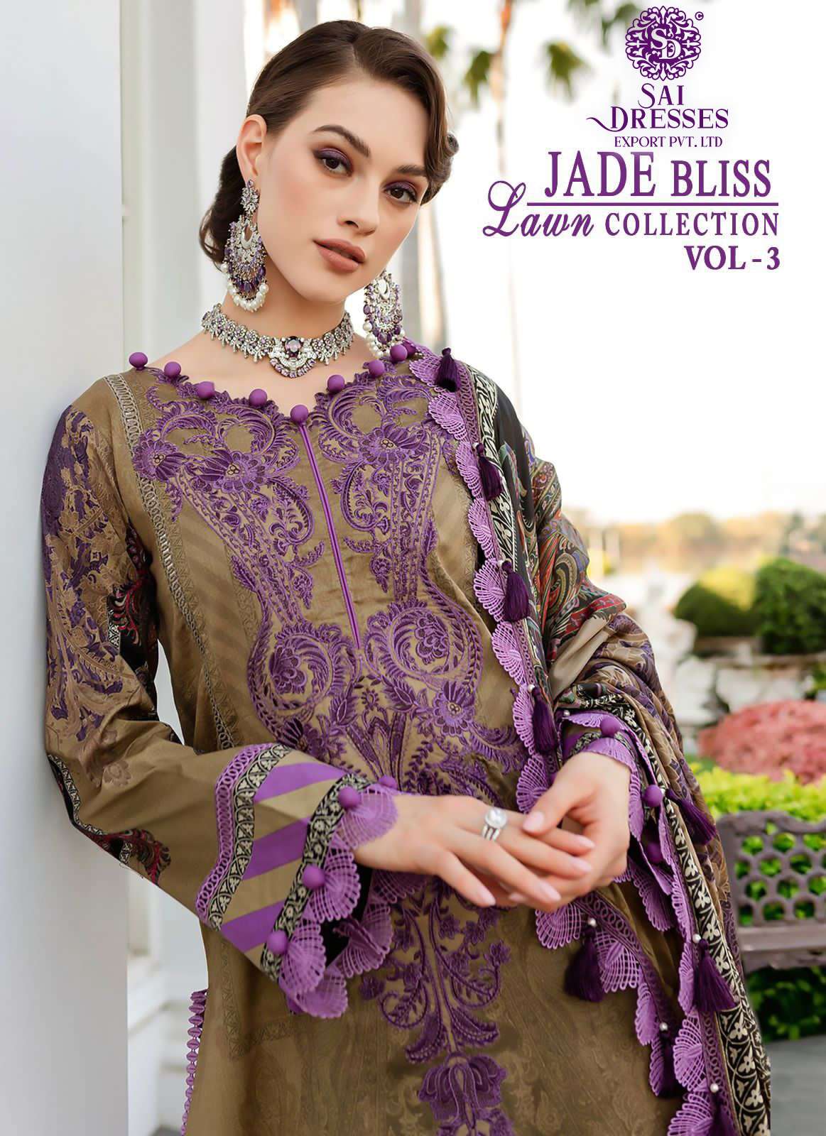 SAI DRESSES PRESENT JADE BLISS LAWN COLLECTION VOL 3 PURE COTTON SUMMER WEAR PAKISTANI DESIGNER SALWAR SUITS IN WHOLESALE RATE IN SURAT