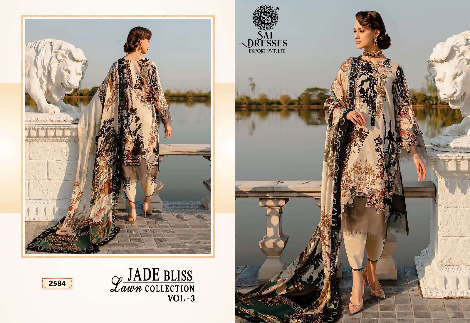 SAI DRESSES PRESENT JADE BLISS LAWN COLLECTION VOL 3 PURE COTTON SUMMER WEAR PAKISTANI DESIGNER SALWAR SUITS IN WHOLESALE RATE IN SURAT