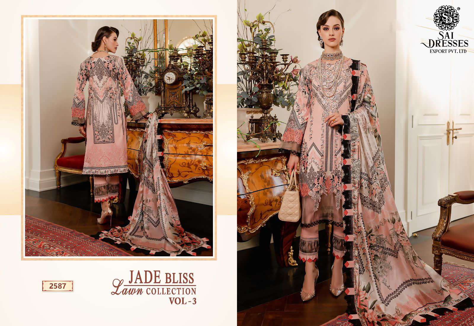 SAI DRESSES PRESENT JADE BLISS LAWN COLLECTION VOL 3 PURE COTTON SUMMER WEAR PAKISTANI DESIGNER SALWAR SUITS IN WHOLESALE RATE IN SURAT