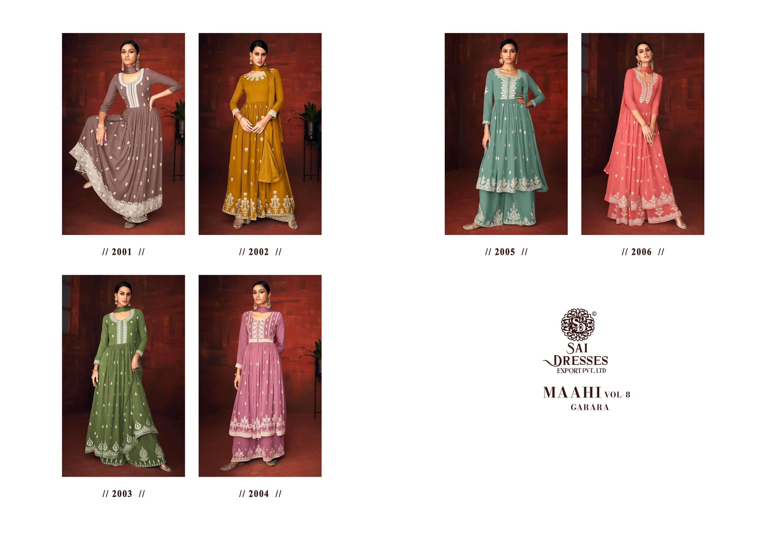 SAI DRESSES PRESENT MAAHI VOL 8 READY TO WEAR GARARA STYLE DESIGNER SUITS IN WHOLESALE RATE IN SURAT