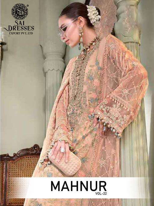 SAI DRESSES PRESENT MAHNUR VOL 22 SEMI STITCHED PARTY WEAR PAKISTANI DESIGNER SUITS IN WHOLESALE RATE IN SURAT
