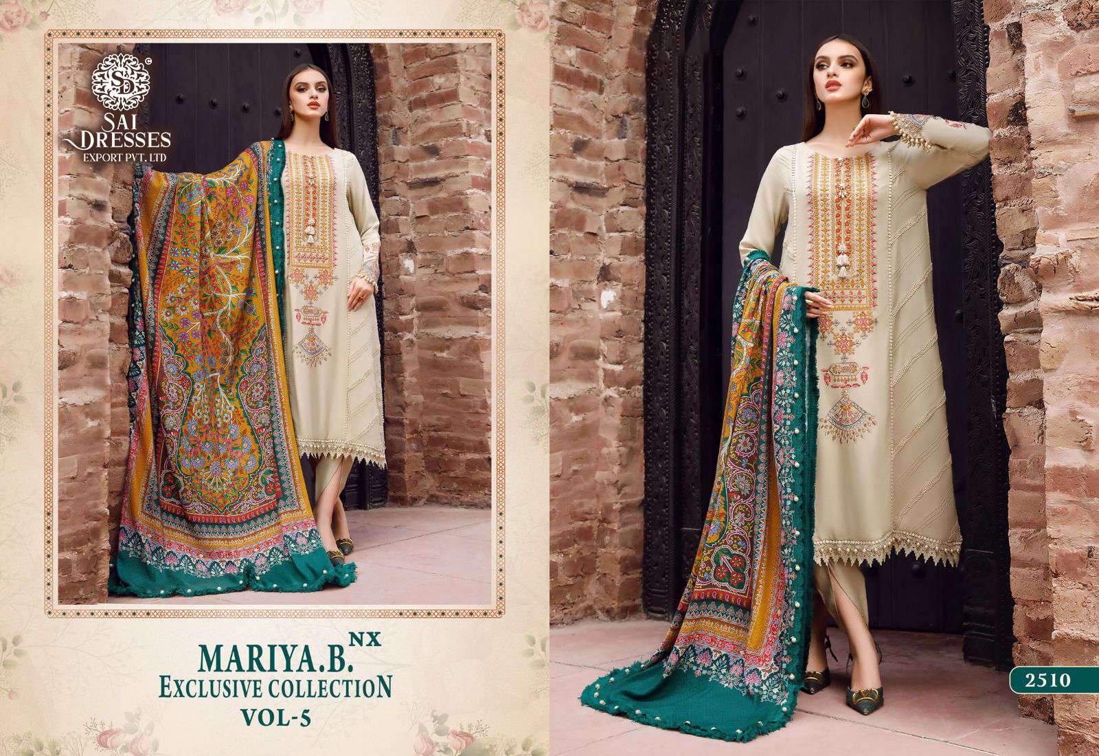 SAI DRESSES PRESENT MARIA B EXCLUSIVE COLLECTION VOL 5 NX HEAVY KASMIRI SELF EMBROIDERED DESIGNER PAKISTANI SALWAR SUITS IN WHOLESALE RATE IN SURAT