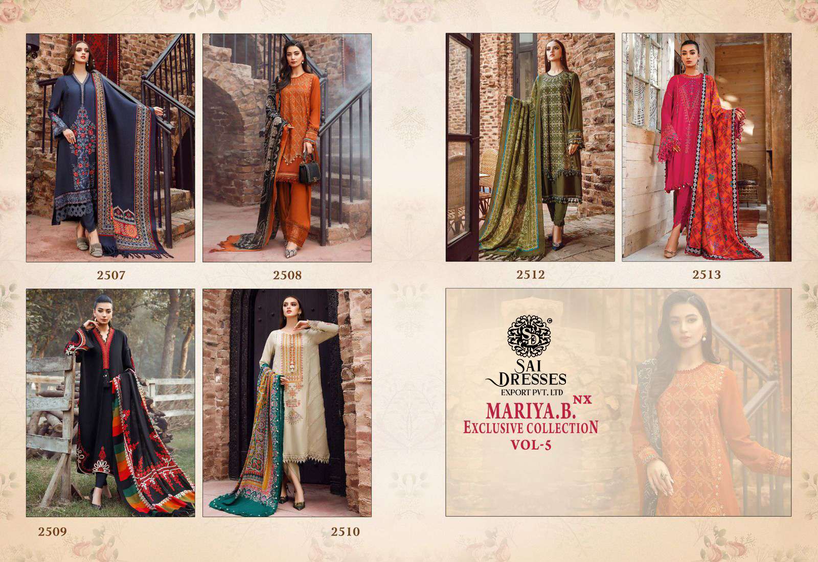 SAI DRESSES PRESENT MARIA B EXCLUSIVE COLLECTION VOL 5 NX HEAVY KASMIRI SELF EMBROIDERED DESIGNER PAKISTANI SALWAR SUITS IN WHOLESALE RATE IN SURAT